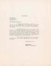 Samuel Cheifetz to Rubin Saltzman, May 1952 (correspondence)