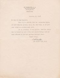 Leo Rubenstein Regarding Care of Alexander Rubin, November 1946 (correspondence)