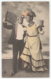 [Couple with fan and top hat] [Black couple]