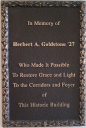 Goldstone Memorial Plaque