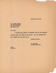 Rubin Saltzman to Joseph Brainin, September 1946 (correspondence)
