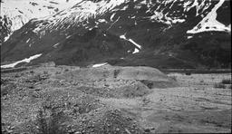 Outer border of moraine of former recent advance of Spencer Glacier