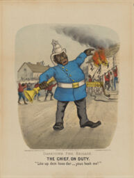 One of fourteen prints from the Darktown Fire Brigade or Hook and Ladder Series
