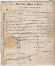 Letters patent ganted to Michael Wigglesworth of Massachusetts for the invention of the new and useful improvement in rope making