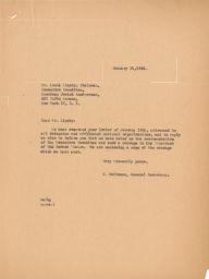 Rubin Saltzman to Louis Lipsky about Message to President of the United States, January 1945 (correspondence)