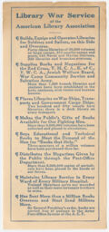 "Books for Soldiers, Sailors and Marines" flier for the Library War Service of the ALA. (verso)