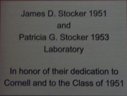 James D. and Patricia G. Stocker Laboratory Plaque