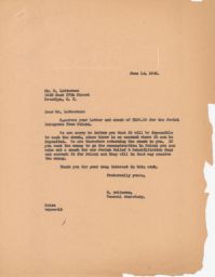 Rubin Saltzman to M. Latterman Returning Check, June 1946 (correspondence)