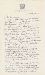 Letter from Wilmer Cressman to John Wagner, 12 October 1942.