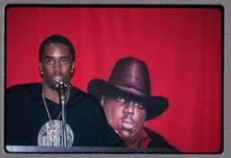 P. Diddy in front of Biggie image