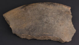 Pot fragment form large plate with raised rim and slight curviture. Previous labels: Farinka pan, Derby, Pacoval.