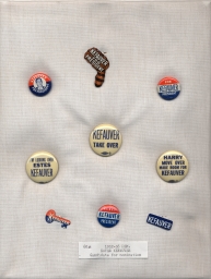 Kefauver Campaign Buttons and Tabs, ca. 1952-56