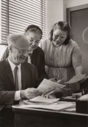 Hans Bethe and his secretaries, Gertrude Stout Hamil and Velma Ray