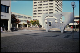 Woden Town Center Square and a large sculpture (Woden, Canberra, AU)