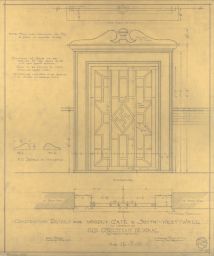 Construction details for wooden gate in south-west wall for the garden of Mrs. Christian De Waal in Lexington, Kentucky
