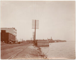 Railroad and power line on Lake Front in Madison, WI