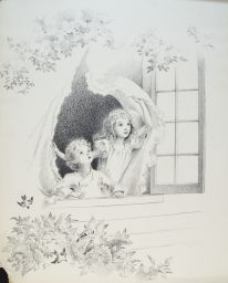 Illustration for unidentified poem (children at window no. 1b)