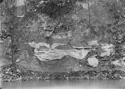 Interglacial gravel deposit six mile creek at Purifying Station, Light material above ledge Nov. 30, 1928 slide 7383