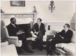 Jerome H. Holland at the White House with President Richard Nixon and Secretary of State Henry Kissinger