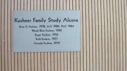 Kushner Family Study Alcove and Plaque