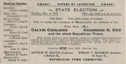 Coolidge-Cox Postcard, ca. 1919