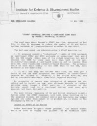 START proposal Invites a Continued Arms Race, Press release, 1982