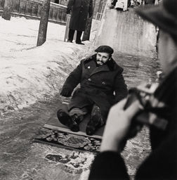 Castro Sledding on an Oriental carpet, Moscow (January 17, 1964)