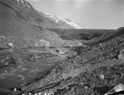 North edge of Hidden Glacier, near front of overridden gravels. Canyon cut in overridden gravels