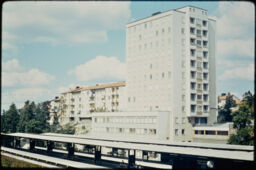 Amulti-story residential buildings near a rapid transit station (Farsta, SE)