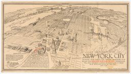 An Aerial View of New York City Showing How Easily the Weary Traveler May Reach the Herald Square Hotel Wherein He Will Find the Rest, Comfort & Hospitality to Which He is Entitled, Even in This Day and Age