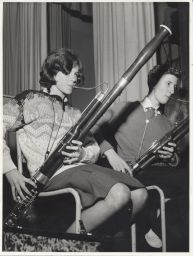 Photograph of teenage Lindsay Cooper playing bassoon