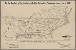 Textile Map of the COTTON STATES. Showing the Cotton Belt, Piedmont Section and Location of all Southern Cotton Mill Cities and Towns