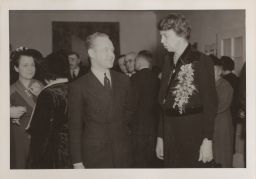 Eleanor Roosevelt with Gert Hans Werner Schmidt, '38, manager of Hotel Ezra Cornell