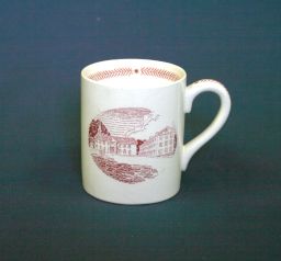 Wedgwood china (University of Pennsylvania Bicentennial, 1940), demitasse cup, "Pre-Revolutionary Buildings" [Fourth Street campus]