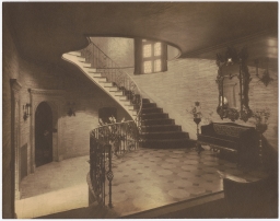 Interior photo: Entrance hall and staircase for residence of Ralph B. Maltby