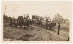 Caravan of horse-drawn carts