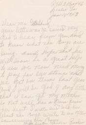 Geneva Rushin to Walter Garland about Update on Her Sons, January 1948 (correspondence)