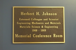 Herbert H. Johnson Memorial Conference Room Plaque
