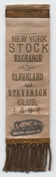 New York Stock Exchange Cleveland & Stevenson Club Secretary Ribbon, 1892
