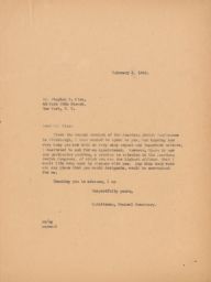Rubin Saltzman to Dr. Stephen S. Wise Requesting Meeting, February 1945 (correspondence)