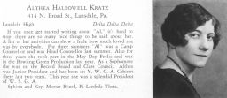 Althea Kratz Hottel (1907-2000), B.S. in Ed. 1929, A.M. 1934, Ph.D. 1940, LL.D. (hon.) 1959, yearbook photograph