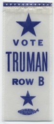 Vote Truman Row B Ribbon, ca. 1948