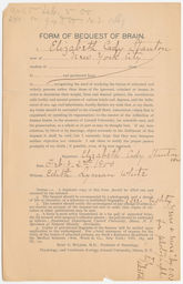 Form of bequest of brain signed by Elizabeth Cady Stanton