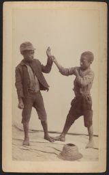 Posed fight between two children