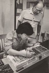 Computer Board - Professor Norman Vrana (standing) and Student, Checking Final Design and Construction