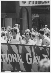 Marchers for National Gay Task Force at a gay pride parade