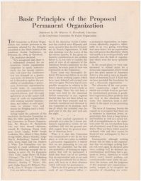 Basic Principles of the Proposed Permanent Organization