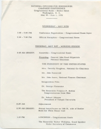 National Citizens for Eisenhower Campaign Conference Schedule