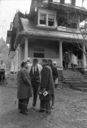 Investigating the Africana Center fire (from left): J. Congress Mbata, Assoc. Prof. of African Studies; Herbert L. Van Ostrand, Ithaca Police Chief; Chester Whiteside, Arson Investigator; James Cunningham, AC Writer-in-Residence.