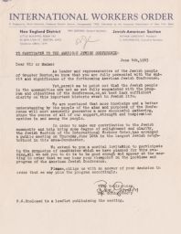 Ben Gordon to Candidates of the American Jewish Conference about Upcoming Meeting, June 1943 (correspondence)